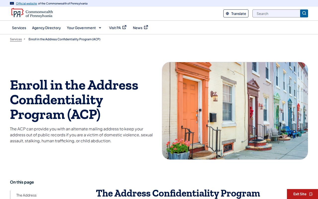 Warrington Township residents directory Address Confidentiality Program information