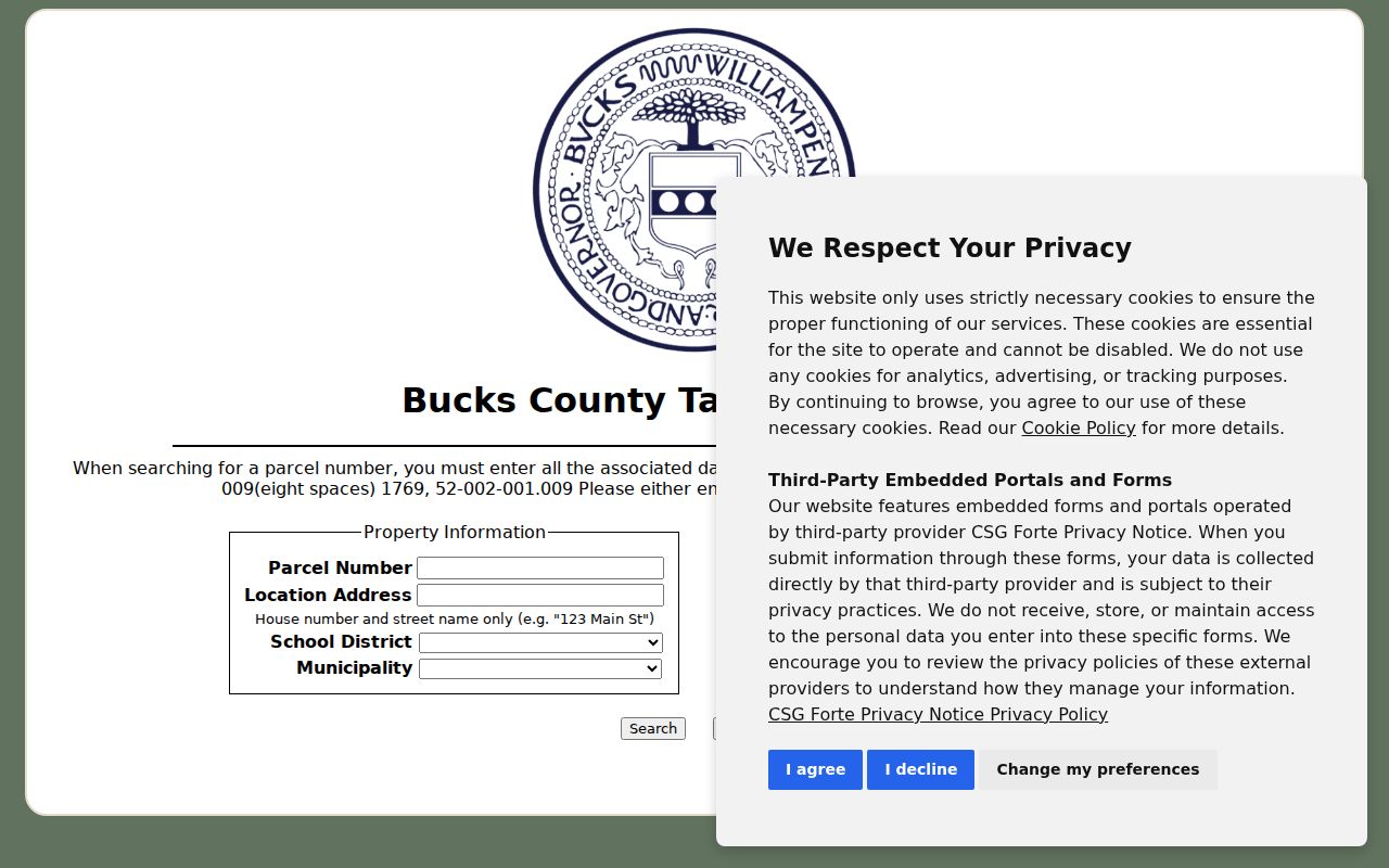 Warrington Township residents directory County property and tax search