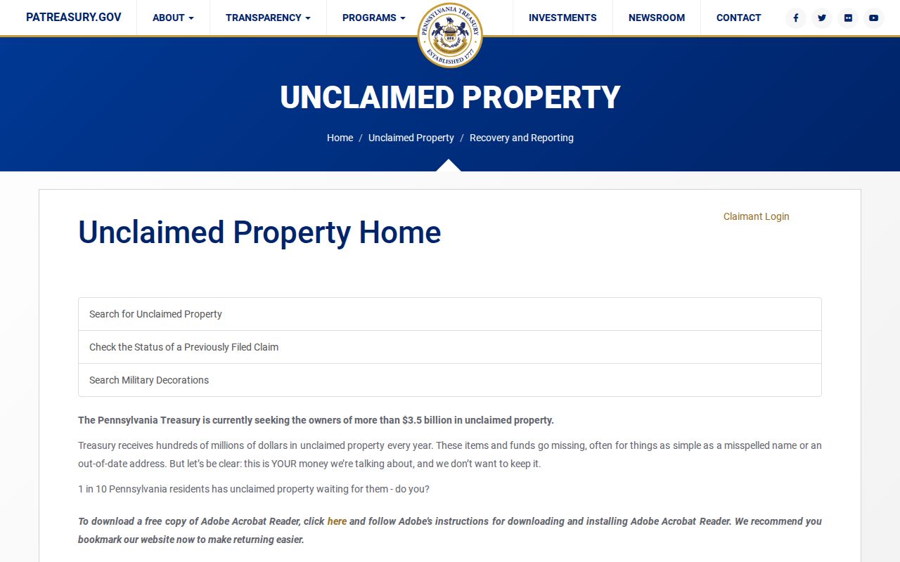 Warrington Township residents directory Pennsylvania unclaimed property search