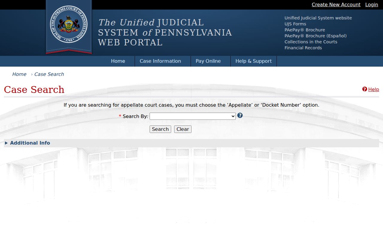 Warrington Township resident lookup using Pennsylvania UJS Case Search